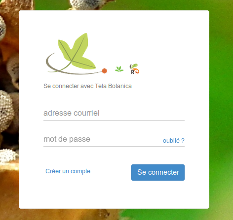 Capture d'écran de l'interface de connexion au CEL
Lien vers: https://www.tela-botanica.org/appli:cel